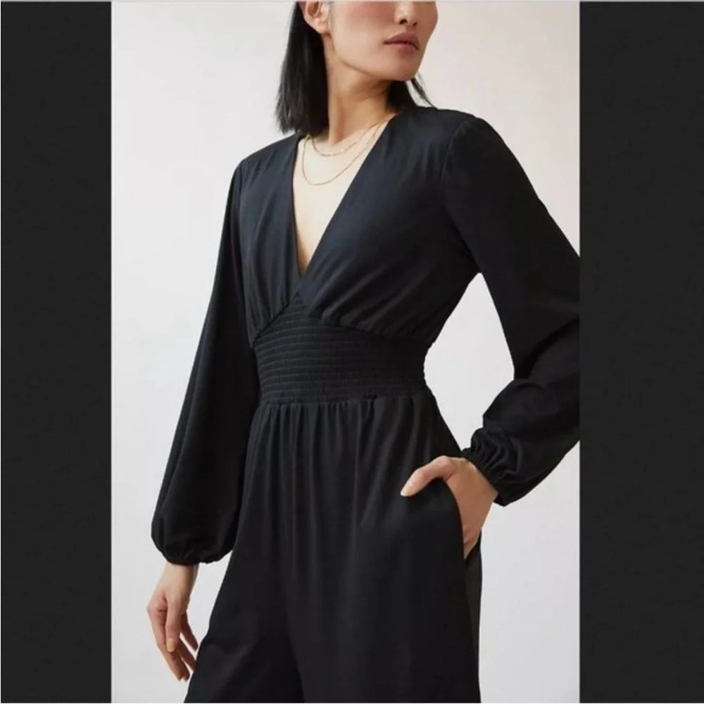 Anthropologie Hutch Wide Leg V Neck Jumpsuit